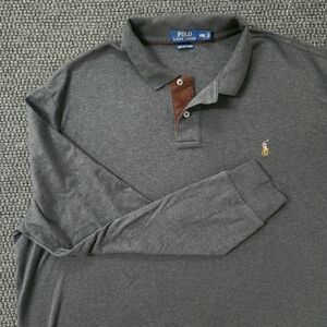 Polo by Ralph Lauren Dark Gray Soft Pima Cotton Long Sleeve Polo Men's 2XL